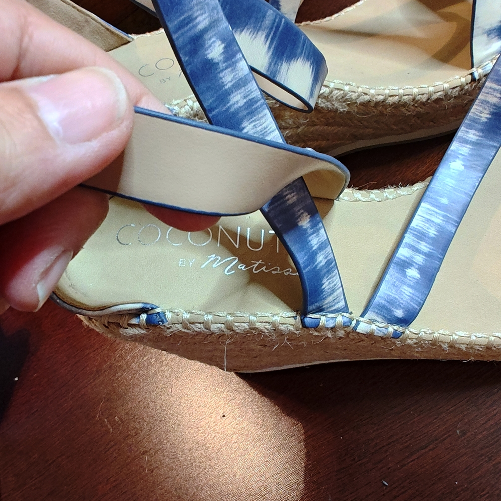Stylish Coconuts by Matisse Blue Tie-Dye Platform Sandals Sz 10 Espadrille - Picture 12 of 13